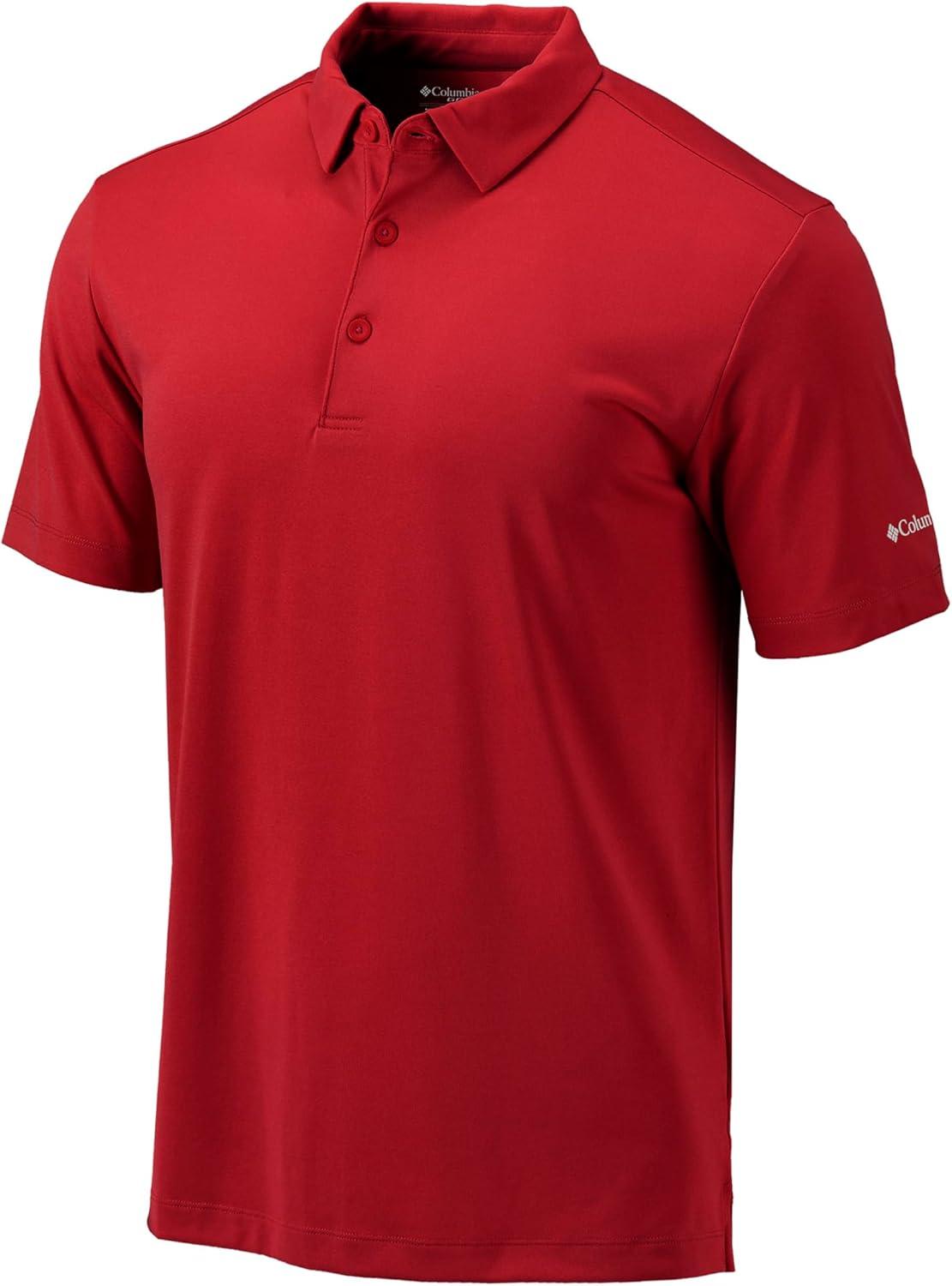 imageColumbia Mens Golf Drive Polo Shirt Omni Wick Performance Breathable Short SleeveIntense Red
