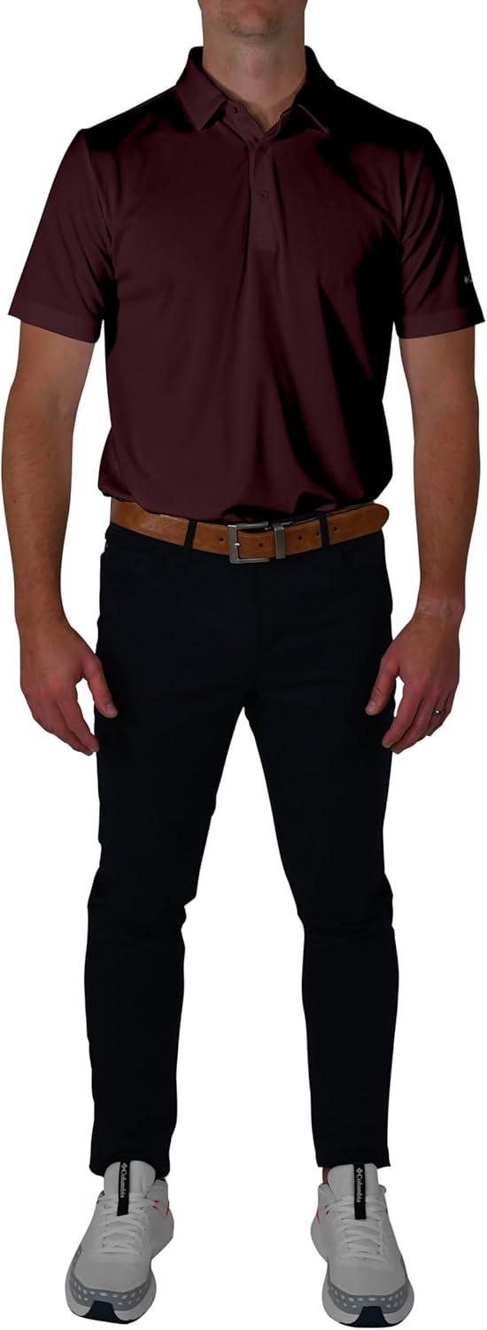 imageColumbia Mens Golf Drive Polo Shirt Omni Wick Performance Breathable Short SleeveMaroon