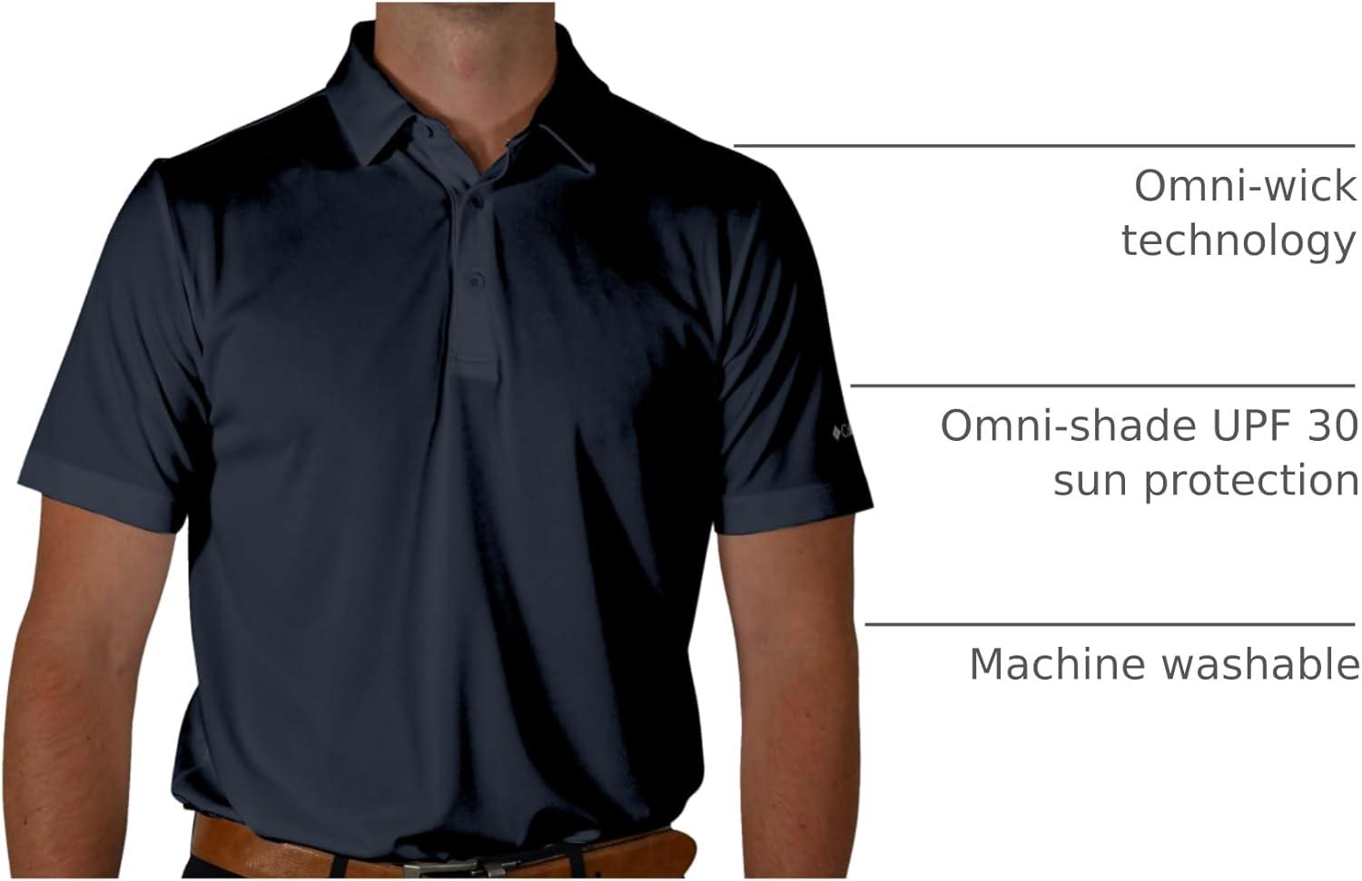 imageColumbia Mens Golf Drive Polo Shirt Omni Wick Performance Breathable Short SleeveNavy
