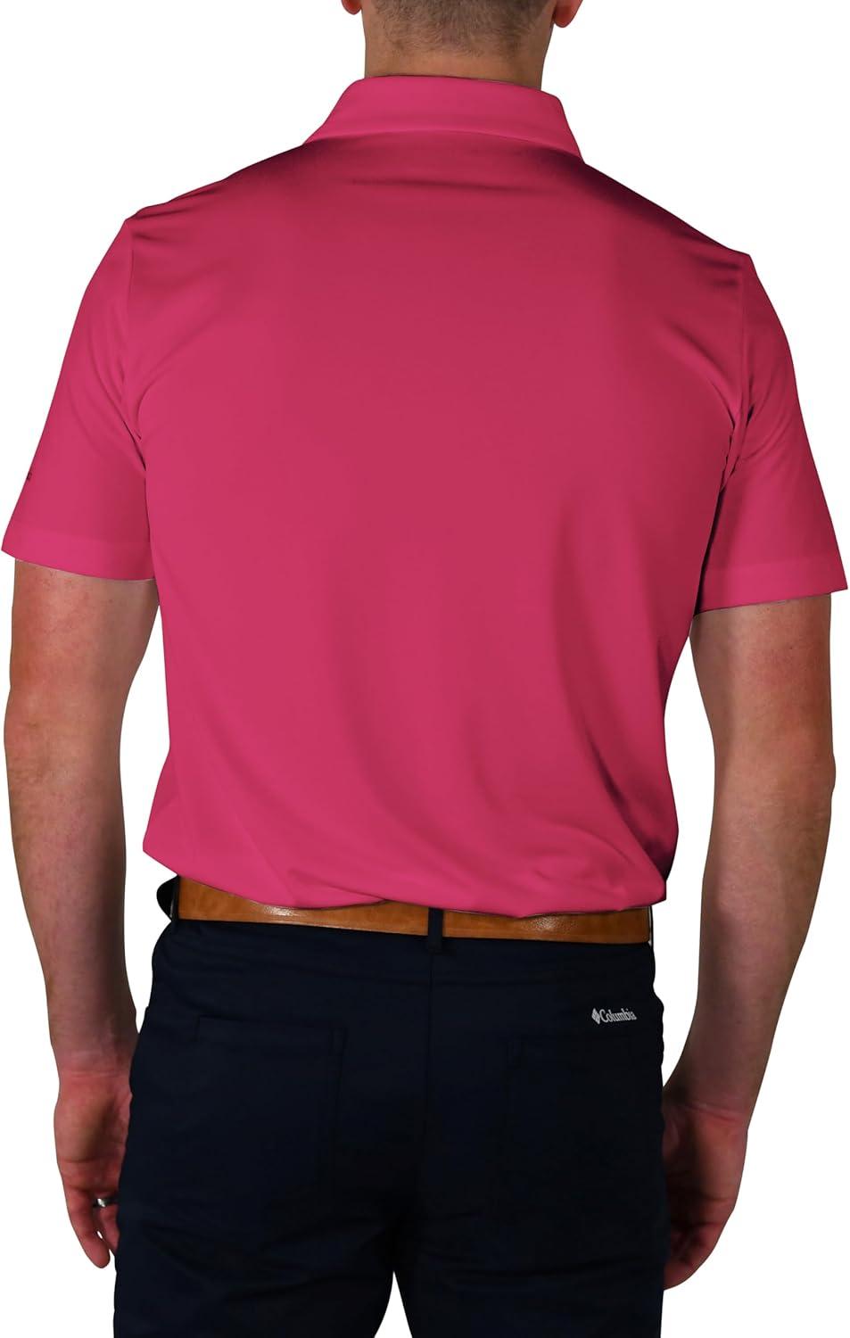 imageColumbia Mens Golf Drive Polo Shirt Omni Wick Performance Breathable Short SleevePink Ice