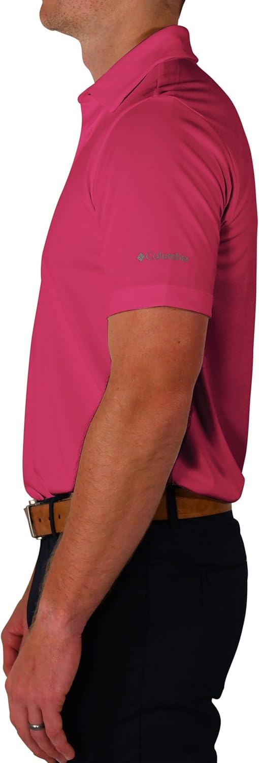 imageColumbia Mens Golf Drive Polo Shirt Omni Wick Performance Breathable Short SleevePink Ice