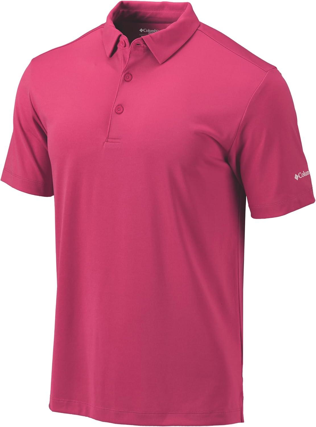imageColumbia Mens Golf Drive Polo Shirt Omni Wick Performance Breathable Short SleevePink Ice