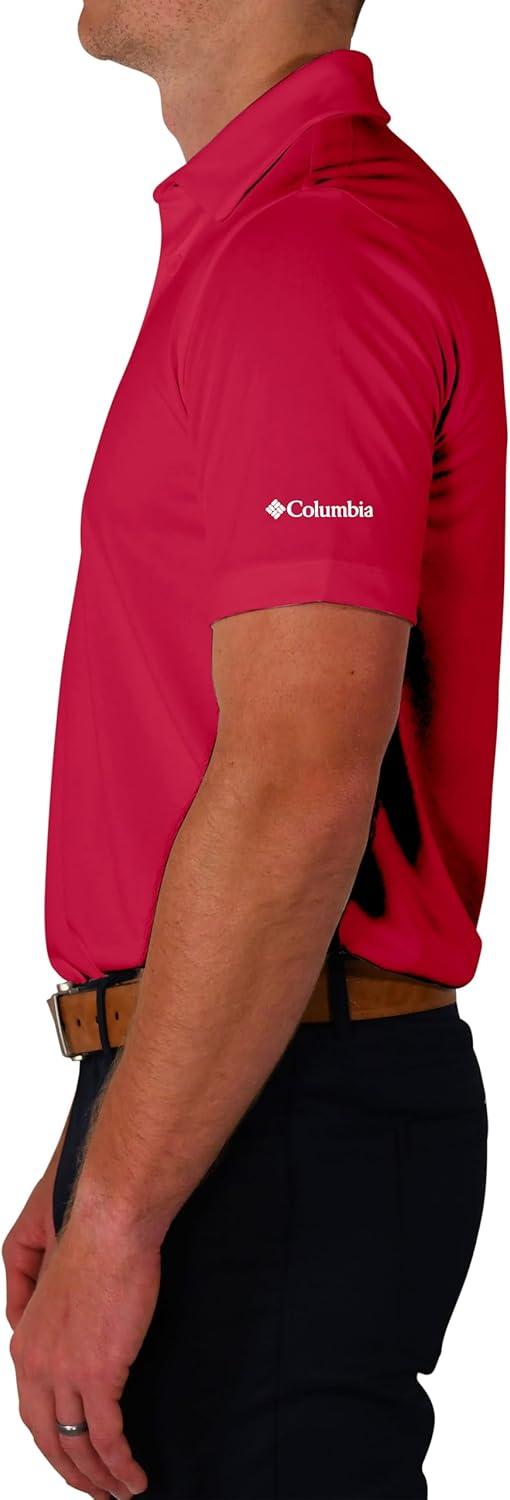 imageColumbia Mens Golf Drive Polo Shirt Omni Wick Performance Breathable Short SleeveRuby Red