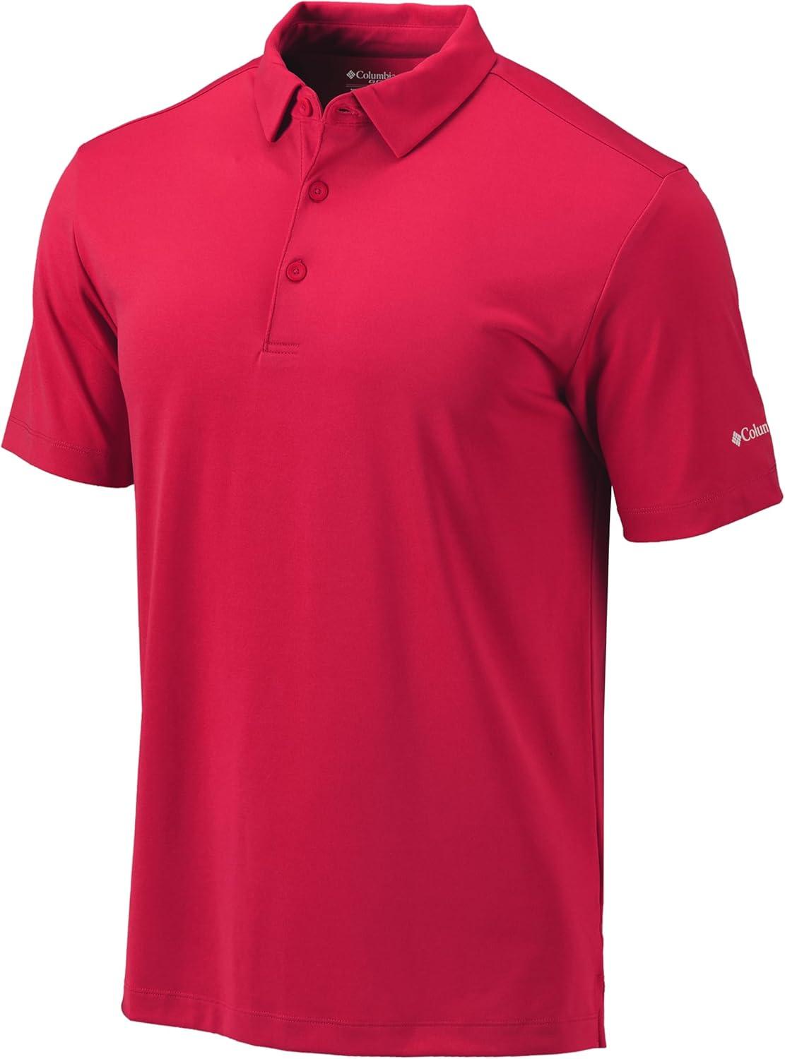 imageColumbia Mens Golf Drive Polo Shirt Omni Wick Performance Breathable Short SleeveRuby Red