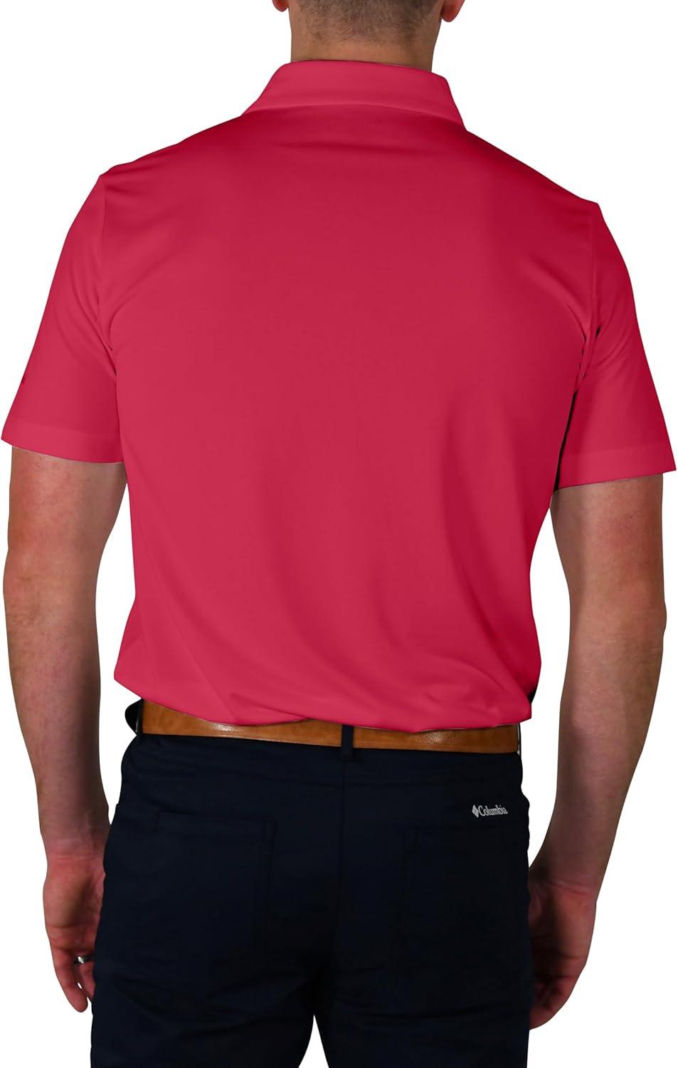 imageColumbia Mens Golf Drive Polo Shirt Omni Wick Performance Breathable Short SleeveRuby Red