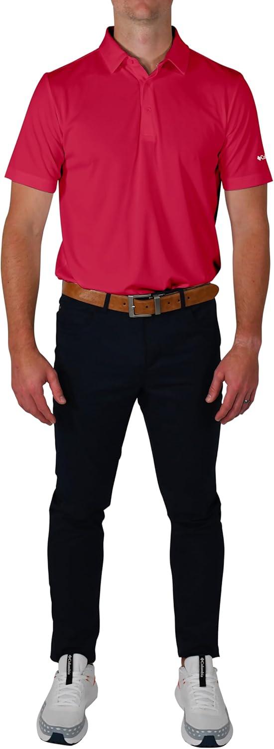imageColumbia Mens Golf Drive Polo Shirt Omni Wick Performance Breathable Short SleeveRuby Red