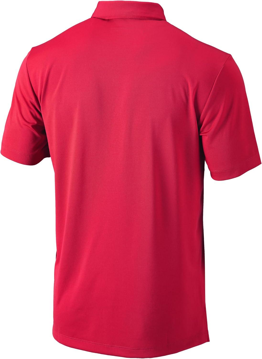 imageColumbia Mens Golf Drive Polo Shirt Omni Wick Performance Breathable Short SleeveRuby Red