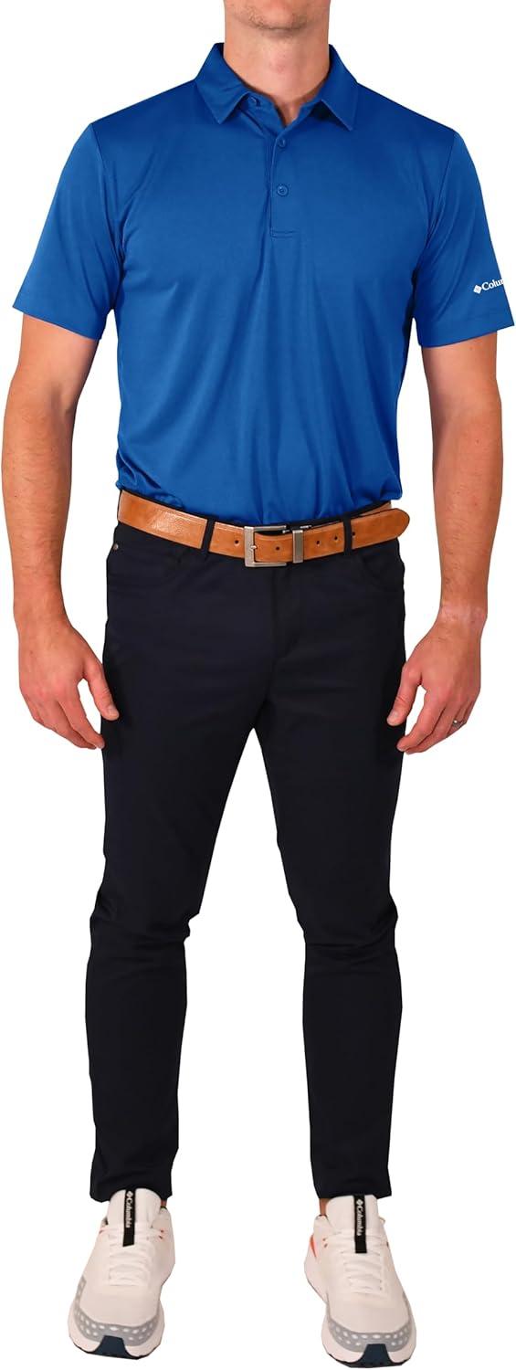 imageColumbia Mens Golf Drive Polo Shirt Omni Wick Performance Breathable Short SleeveSapphire