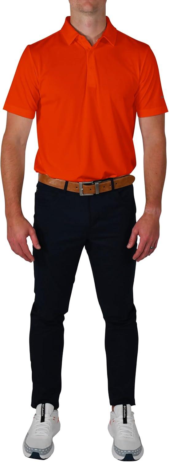 imageColumbia Mens Golf Drive Polo Shirt Omni Wick Performance Breathable Short SleeveState Orange