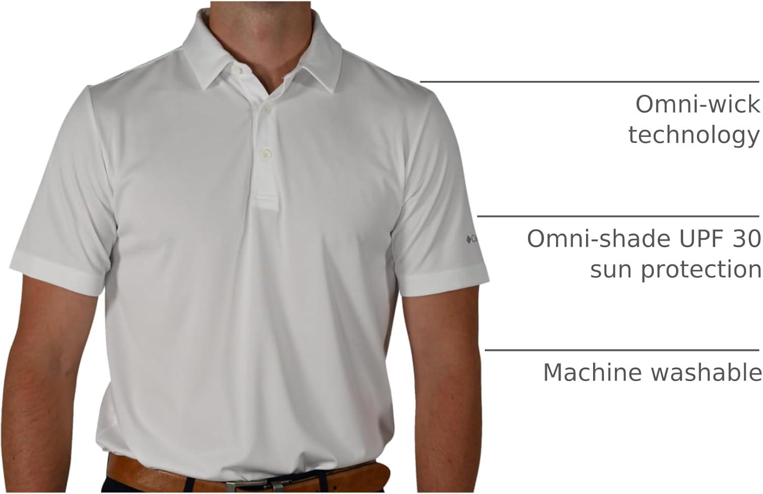 imageColumbia Mens Golf Drive Polo Shirt Omni Wick Performance Breathable Short SleeveWhite
