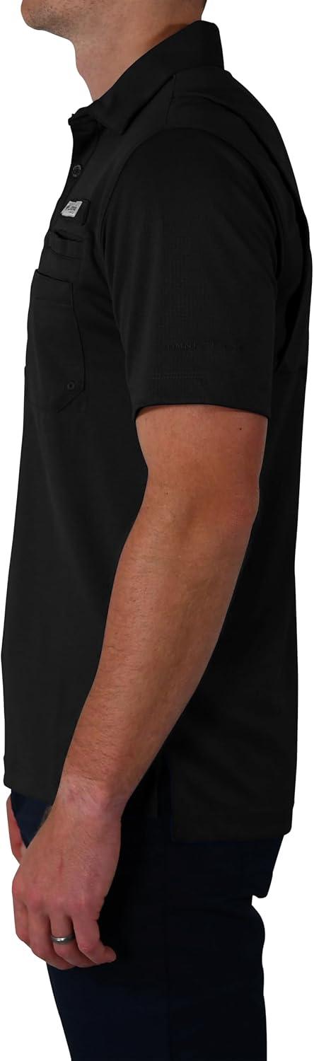 imageColumbia Mens Golf Flycaster Pocket Polo Shirt Omni Wick Breathable Short SleeveBlack