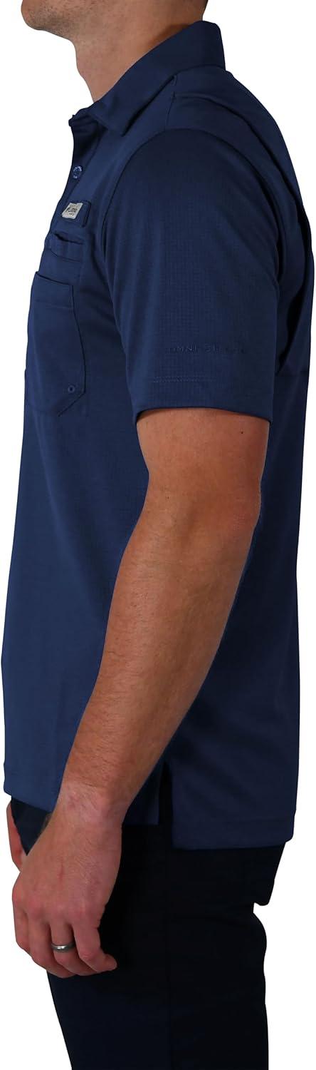 imageColumbia Mens Golf Flycaster Pocket Polo Shirt Omni Wick Breathable Short SleeveCollegiate Navy