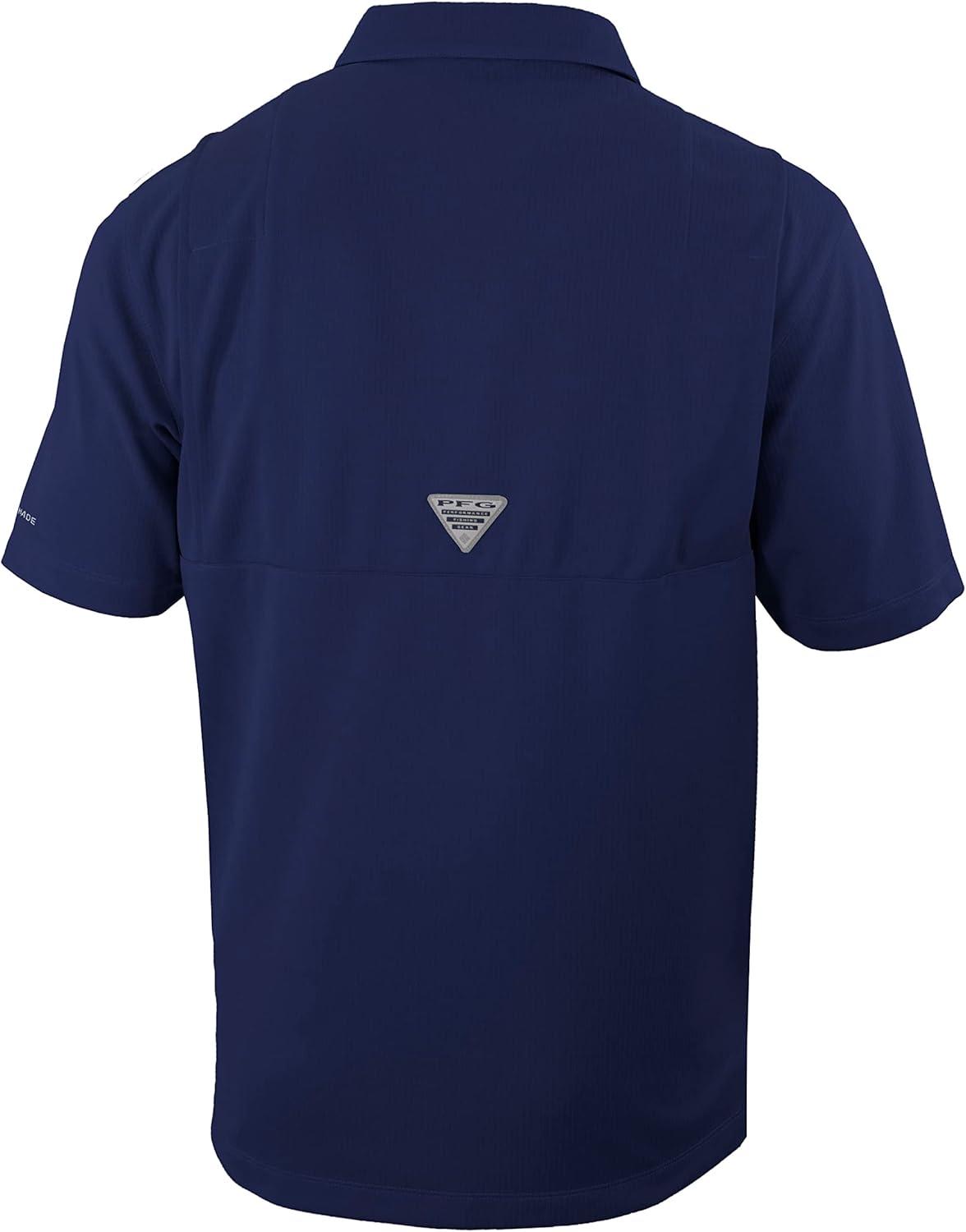 imageColumbia Mens Golf Flycaster Pocket Polo Shirt Omni Wick Breathable Short SleeveCollegiate Navy