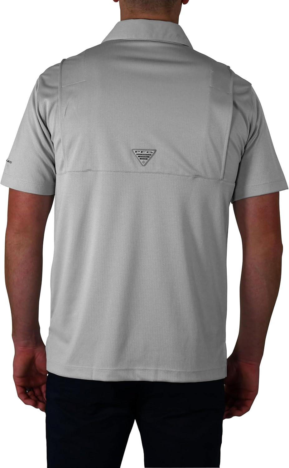 imageColumbia Mens Golf Flycaster Pocket Polo Shirt Omni Wick Breathable Short SleeveCool Grey