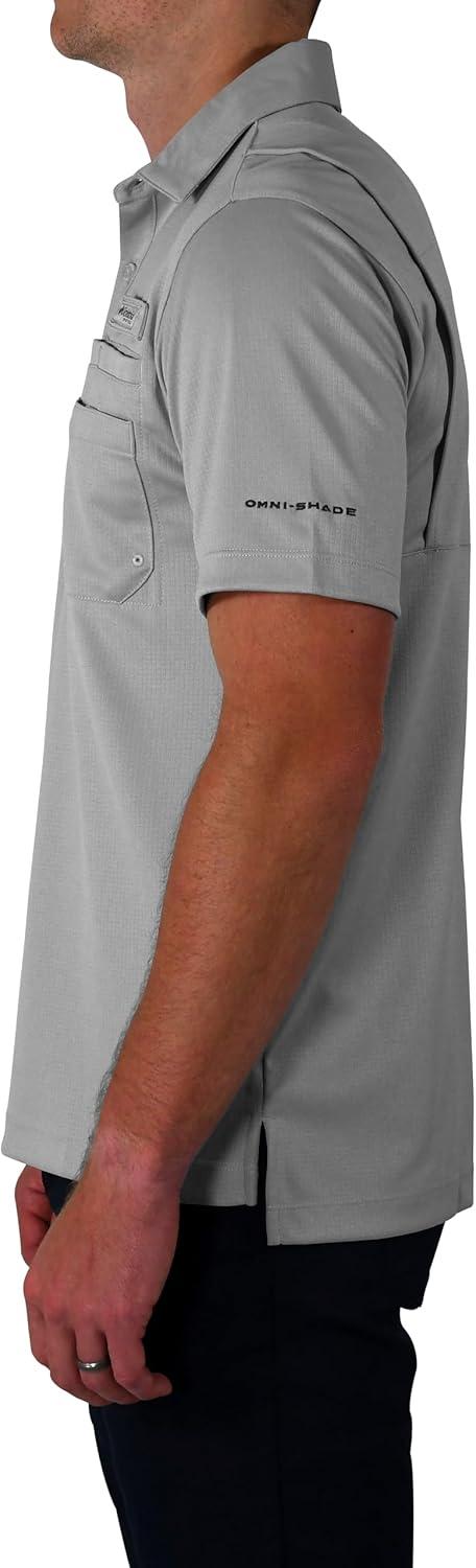 imageColumbia Mens Golf Flycaster Pocket Polo Shirt Omni Wick Breathable Short SleeveCool Grey