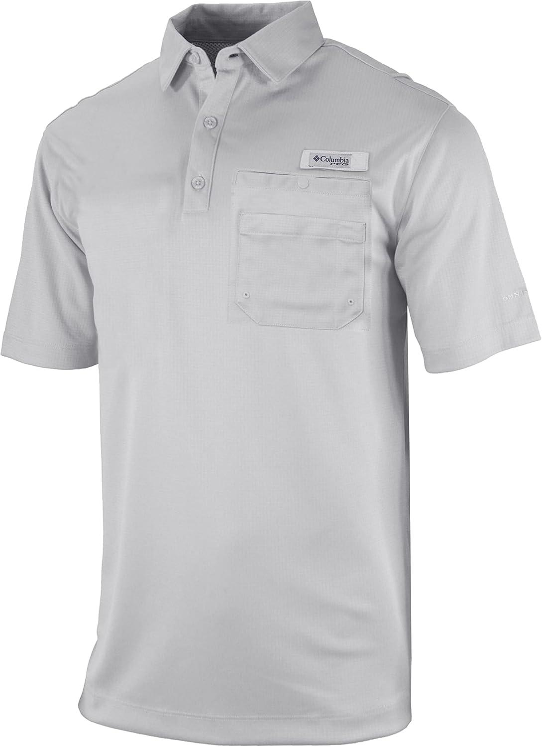 imageColumbia Mens Golf Flycaster Pocket Polo Shirt Omni Wick Breathable Short SleeveCool Grey