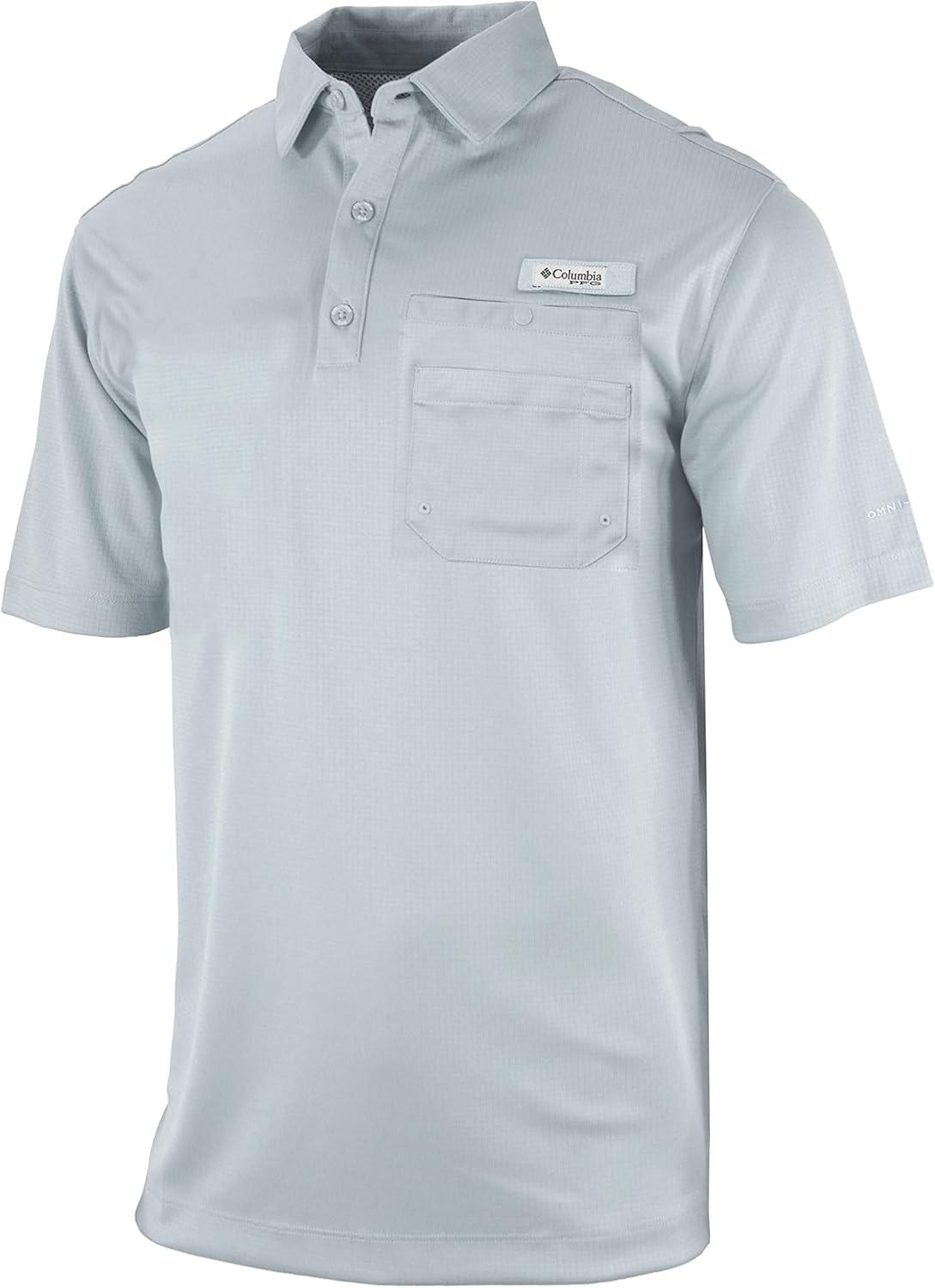 imageColumbia Mens Golf Flycaster Pocket Polo Shirt Omni Wick Breathable Short SleeveDaydream