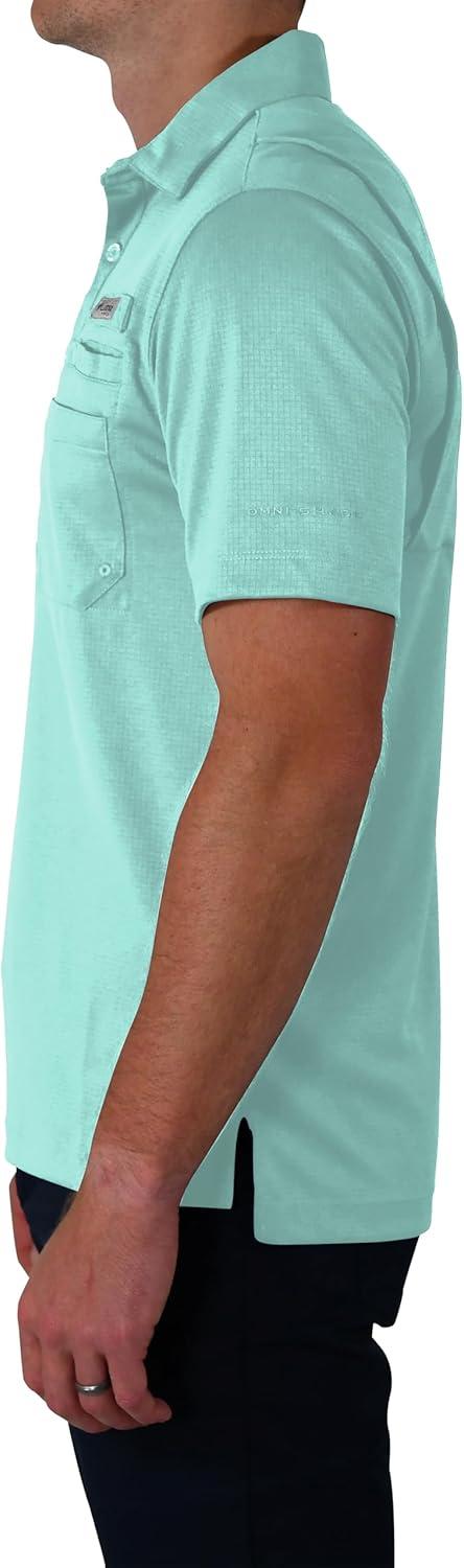 imageColumbia Mens Golf Flycaster Pocket Polo Shirt Omni Wick Breathable Short SleeveGulf Stream