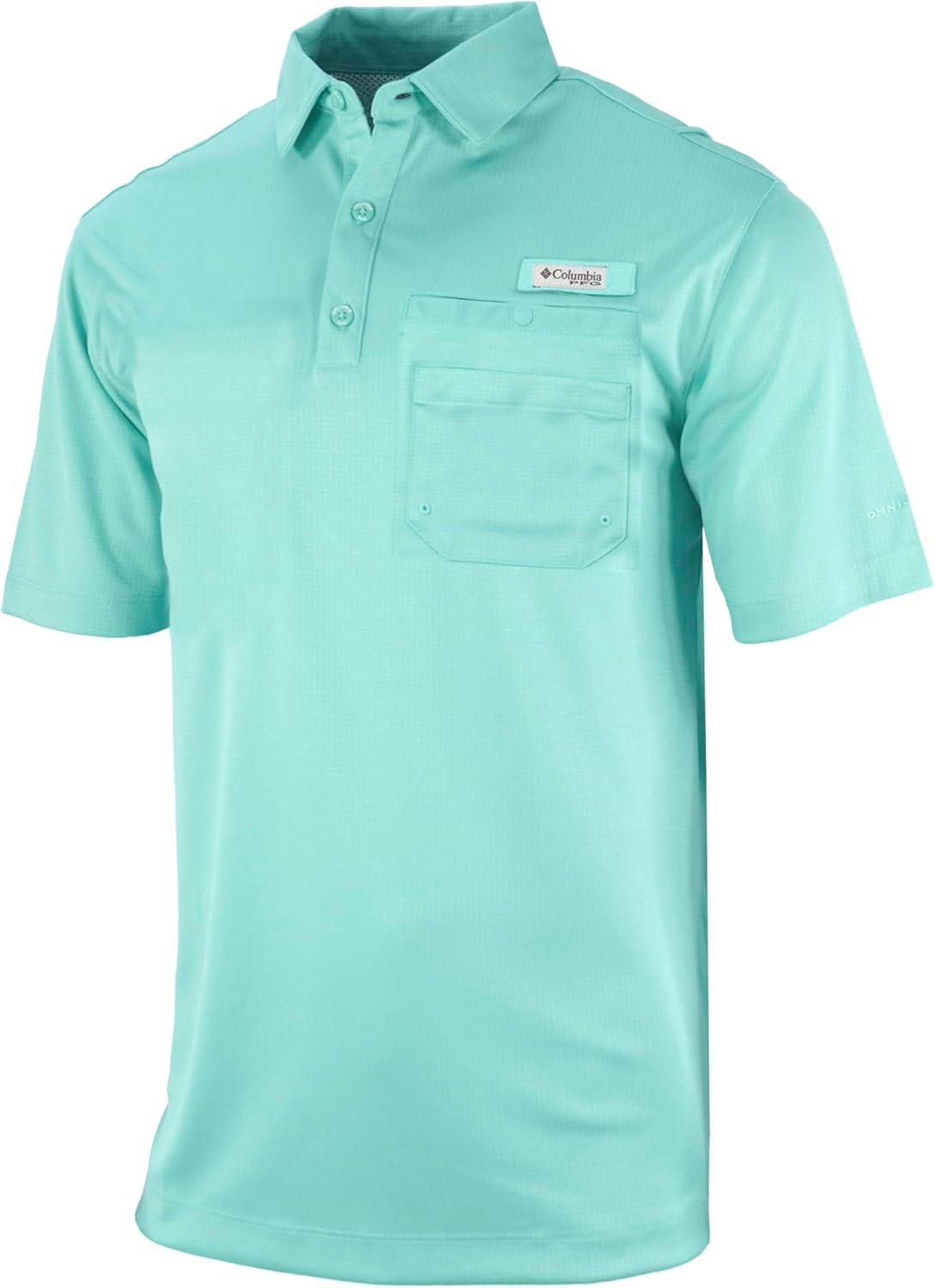 imageColumbia Mens Golf Flycaster Pocket Polo Shirt Omni Wick Breathable Short SleeveGulf Stream