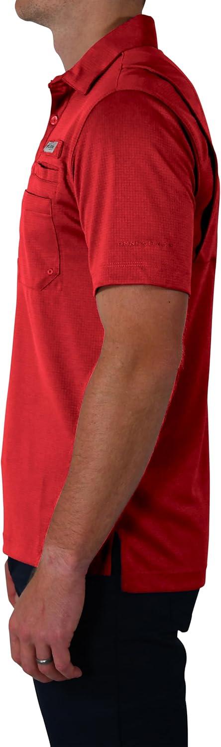 imageColumbia Mens Golf Flycaster Pocket Polo Shirt Omni Wick Breathable Short SleeveIntense Red