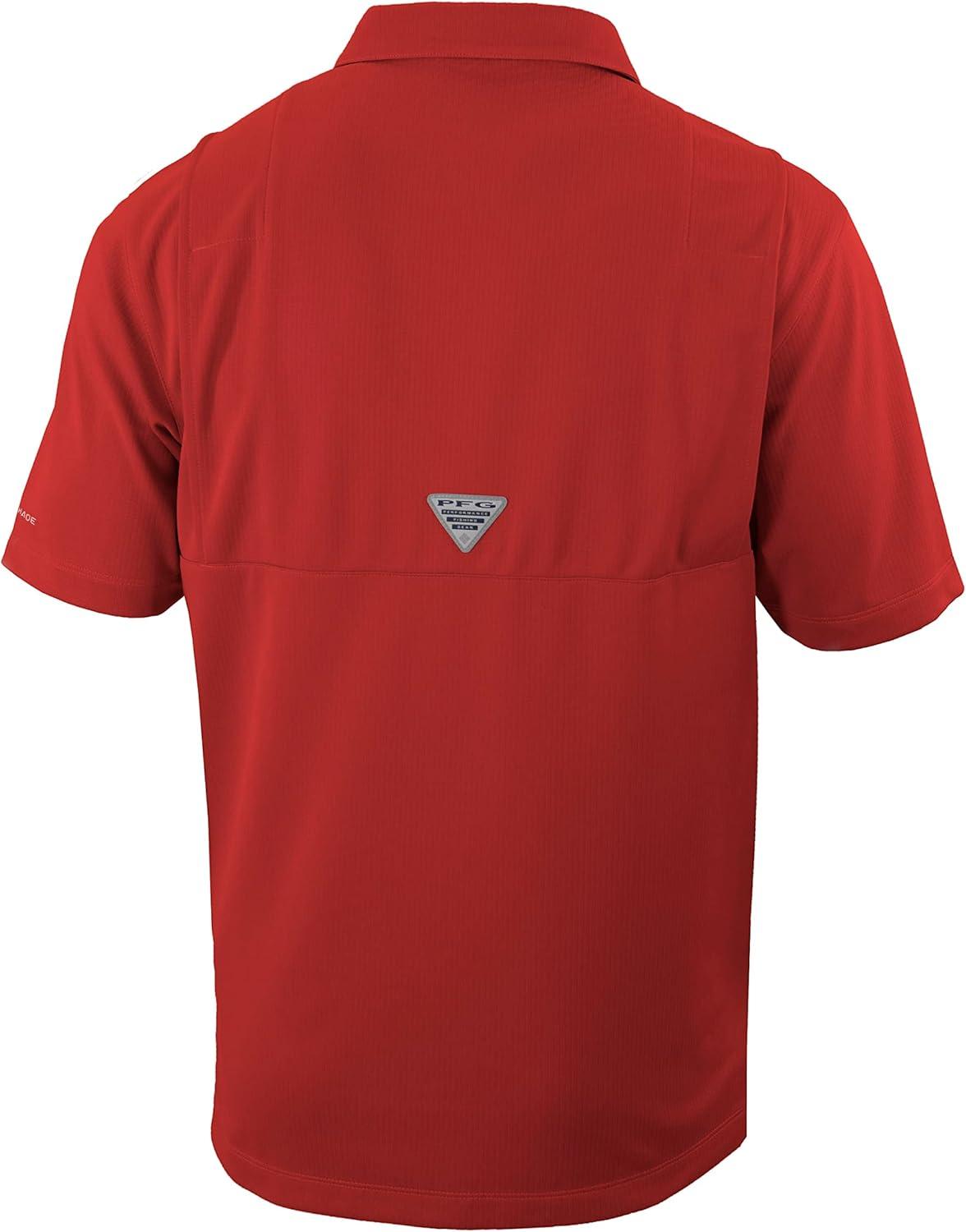 imageColumbia Mens Golf Flycaster Pocket Polo Shirt Omni Wick Breathable Short SleeveIntense Red