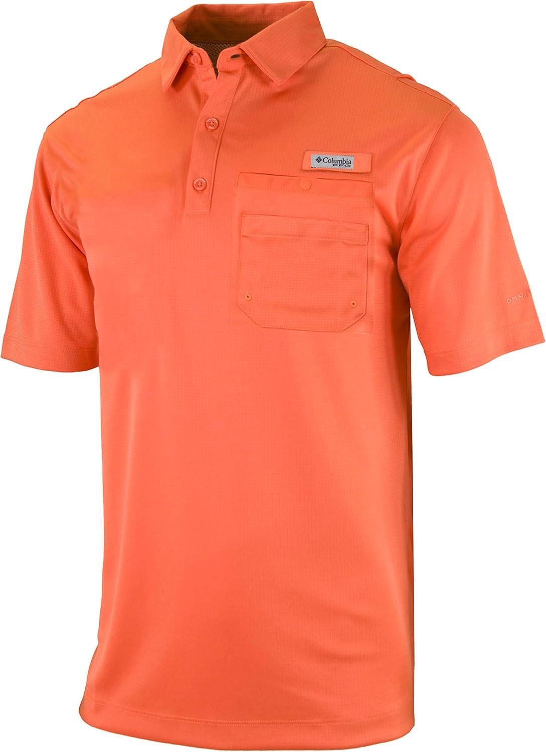 imageColumbia Mens Golf Flycaster Pocket Polo Shirt Omni Wick Breathable Short SleeveLychee