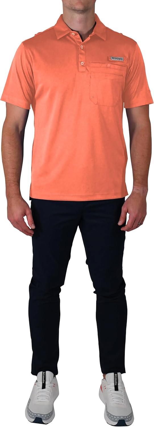 imageColumbia Mens Golf Flycaster Pocket Polo Shirt Omni Wick Breathable Short SleeveLychee