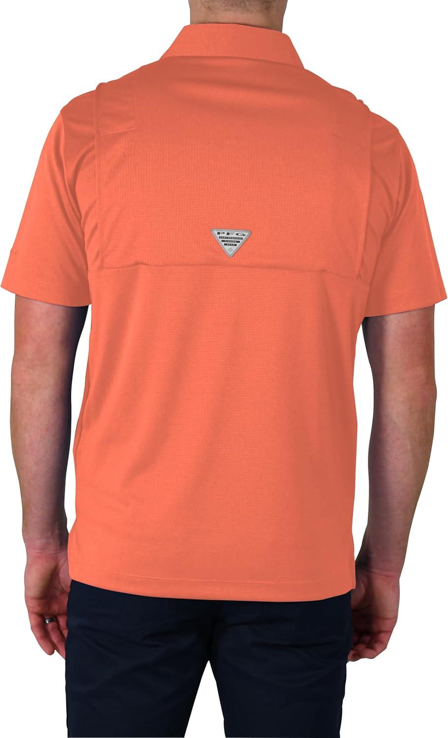 imageColumbia Mens Golf Flycaster Pocket Polo Shirt Omni Wick Breathable Short SleeveLychee