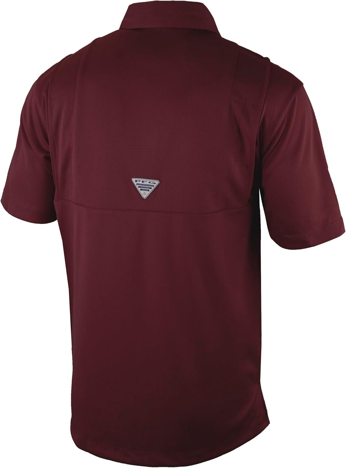 imageColumbia Mens Golf Flycaster Pocket Polo Shirt Omni Wick Breathable Short SleeveMaroon