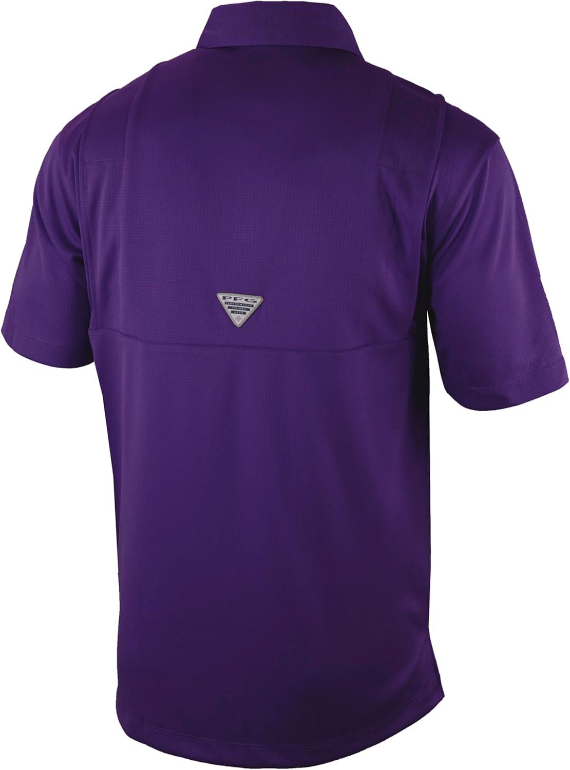 imageColumbia Mens Golf Flycaster Pocket Polo Shirt Omni Wick Breathable Short SleevePurple