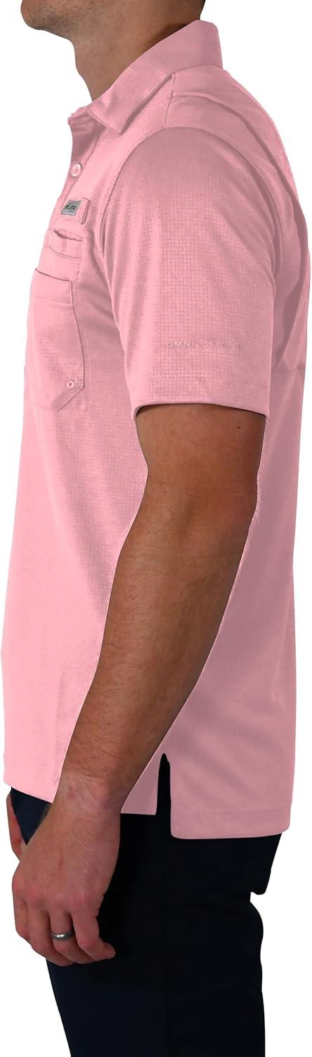 imageColumbia Mens Golf Flycaster Pocket Polo Shirt Omni Wick Breathable Short SleeveSorbet
