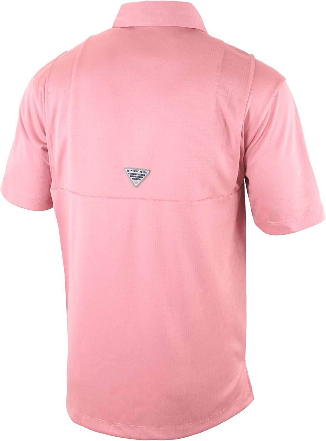 imageColumbia Mens Golf Flycaster Pocket Polo Shirt Omni Wick Breathable Short SleeveSorbet