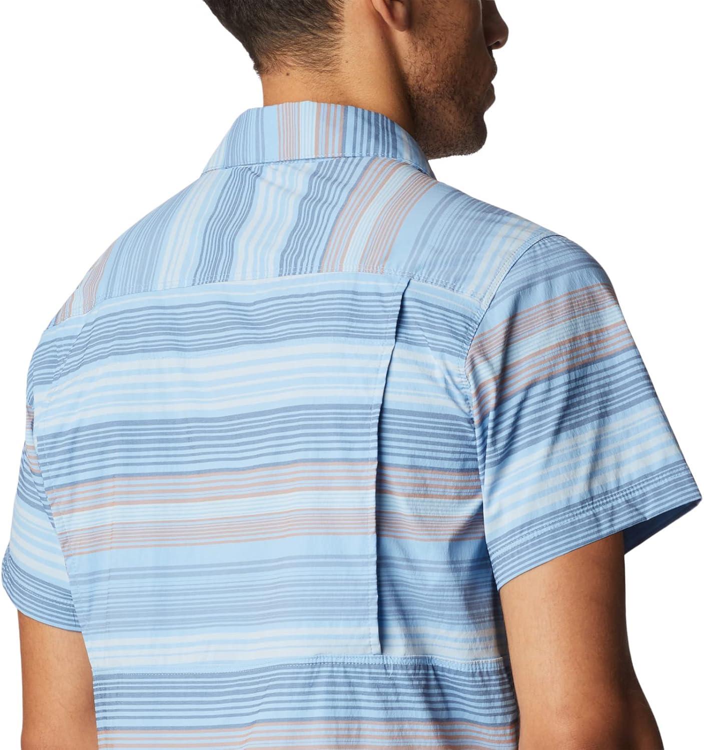 imageColumbia Mens Newton Ridge Plaid Short SleeveJet Stream Striped Sunset