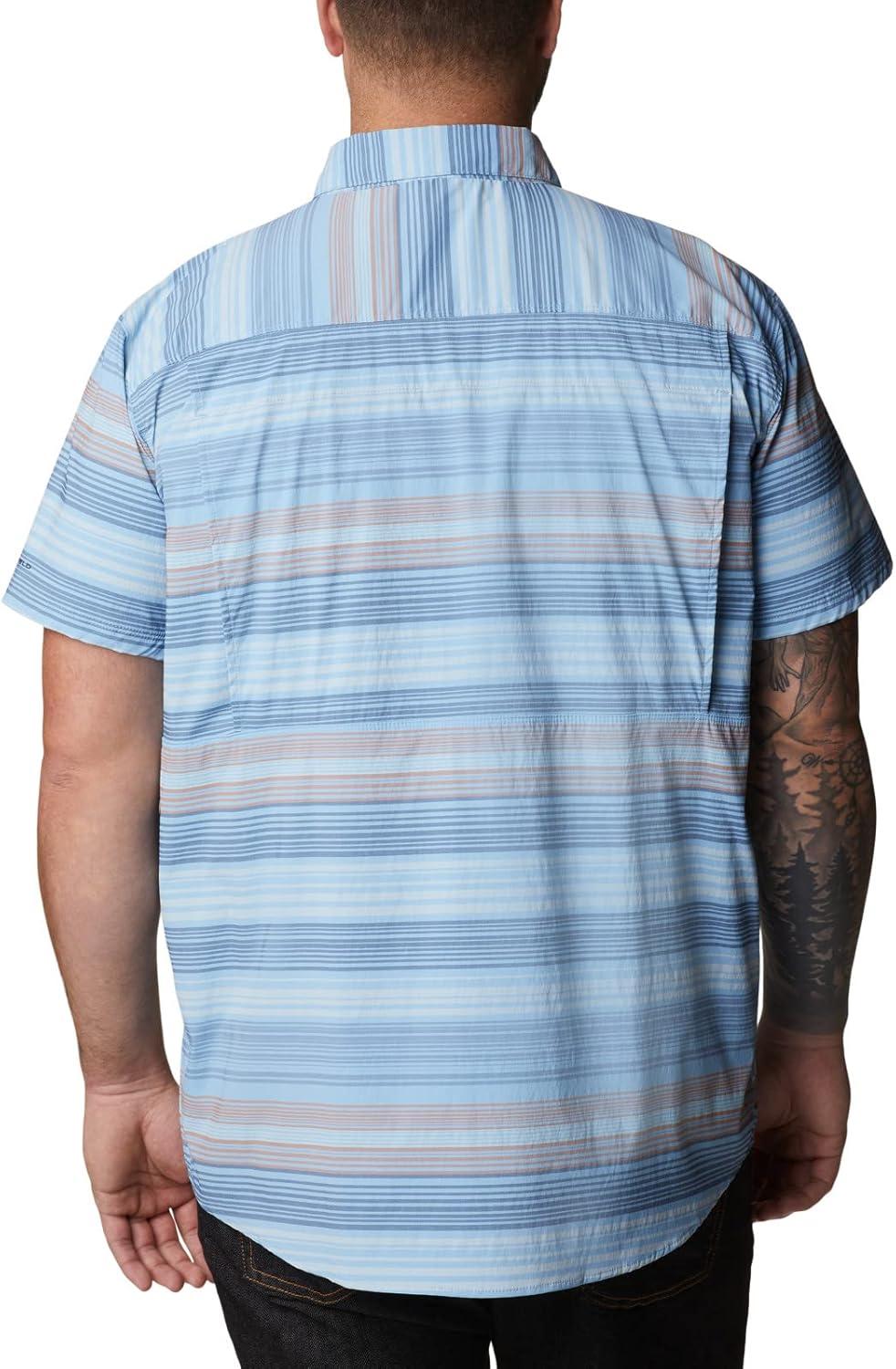 imageColumbia Mens Newton Ridge Plaid Short SleeveJet Stream Striped Sunset