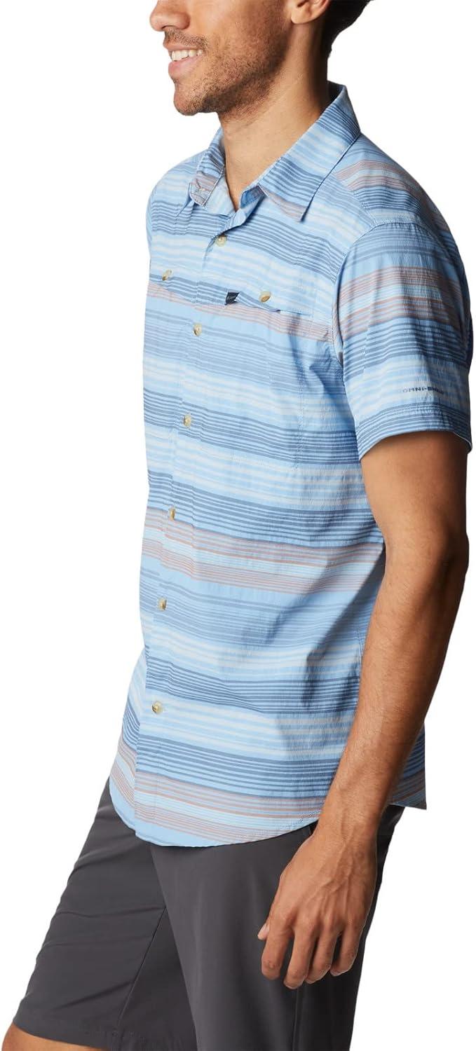 imageColumbia Mens Newton Ridge Plaid Short SleeveJet Stream Striped Sunset
