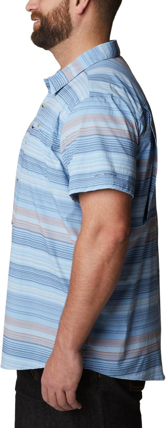 imageColumbia Mens Newton Ridge Plaid Short SleeveJet Stream Striped Sunset