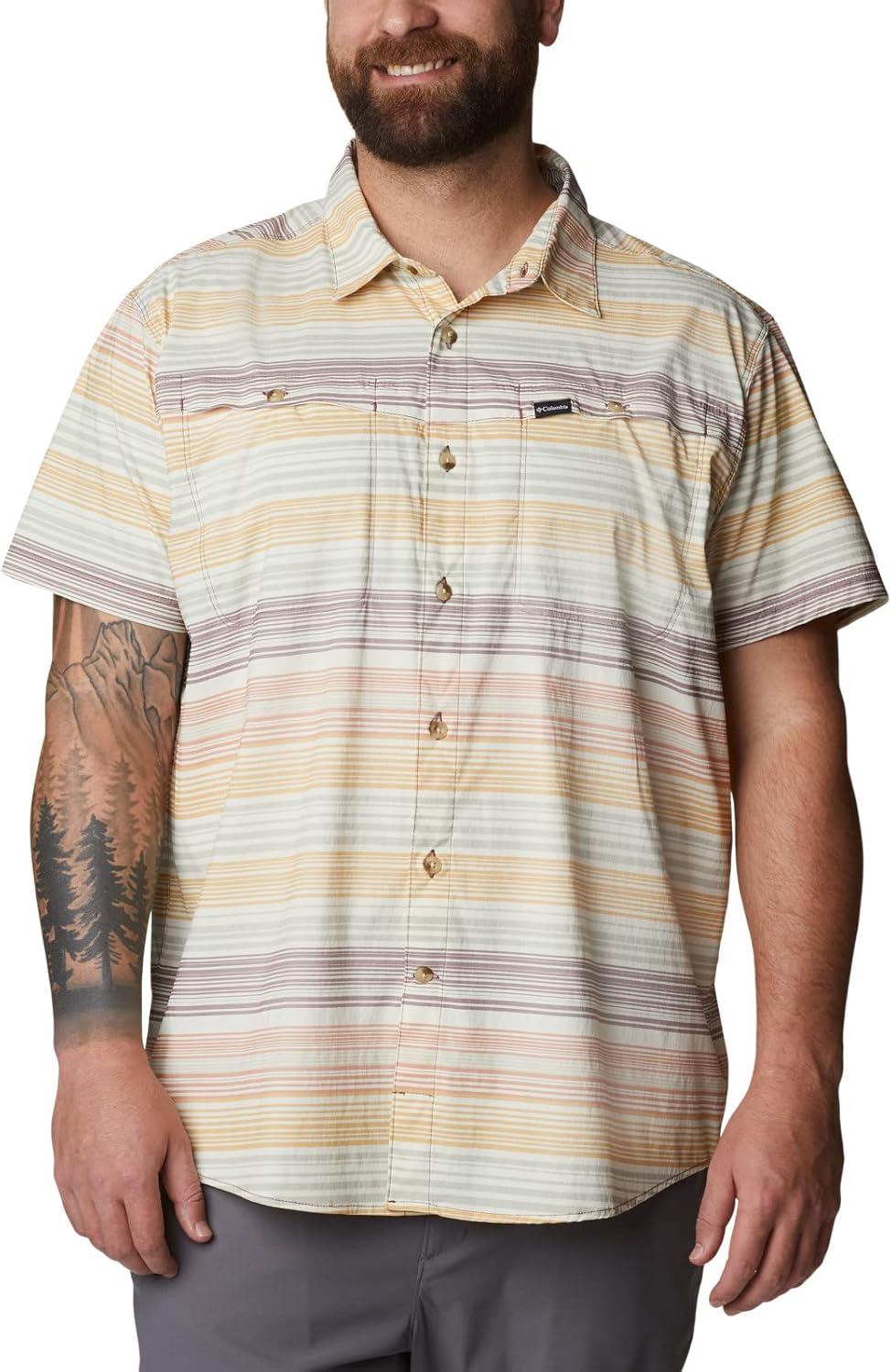 imageColumbia Mens Newton Ridge Plaid Short SleeveLight Raisin Striped Sunset