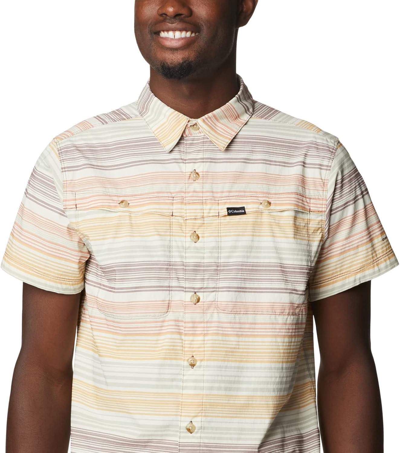 imageColumbia Mens Newton Ridge Plaid Short SleeveLight Raisin Striped Sunset