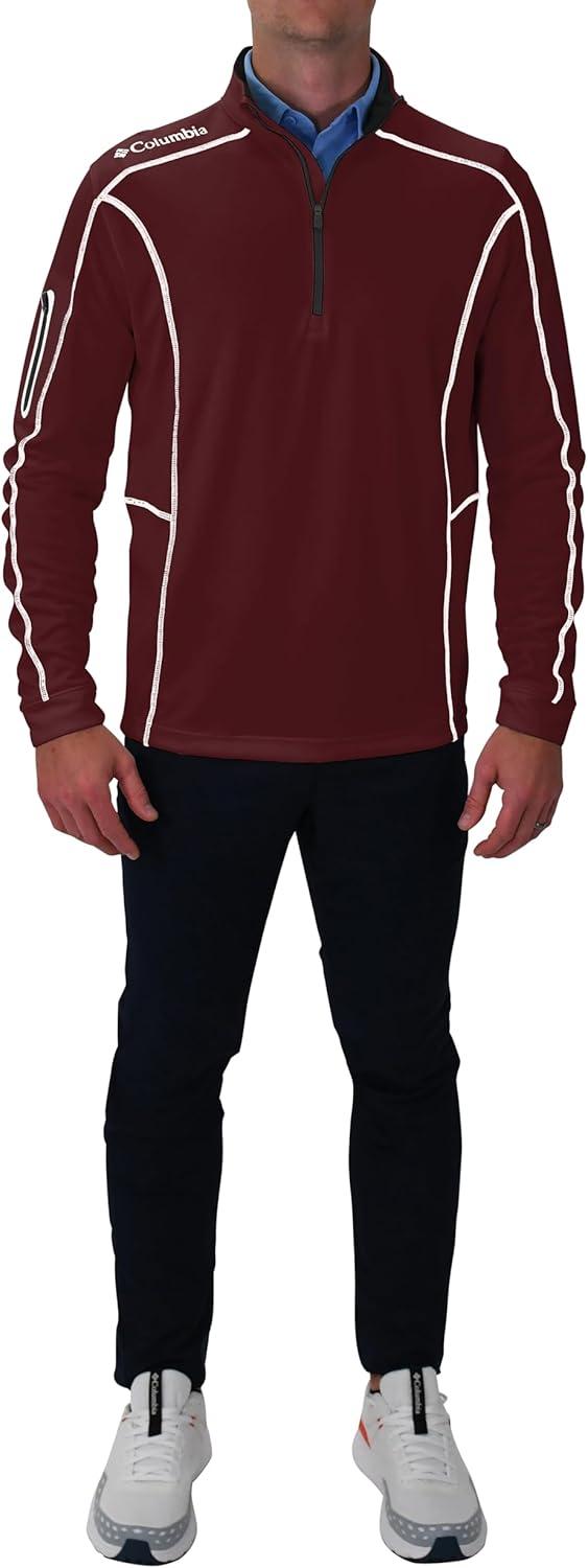 imageColumbia Mens OMNI WICK Shotgun 14 Zip Pullover Breathable Long SleeveDeep Maroon