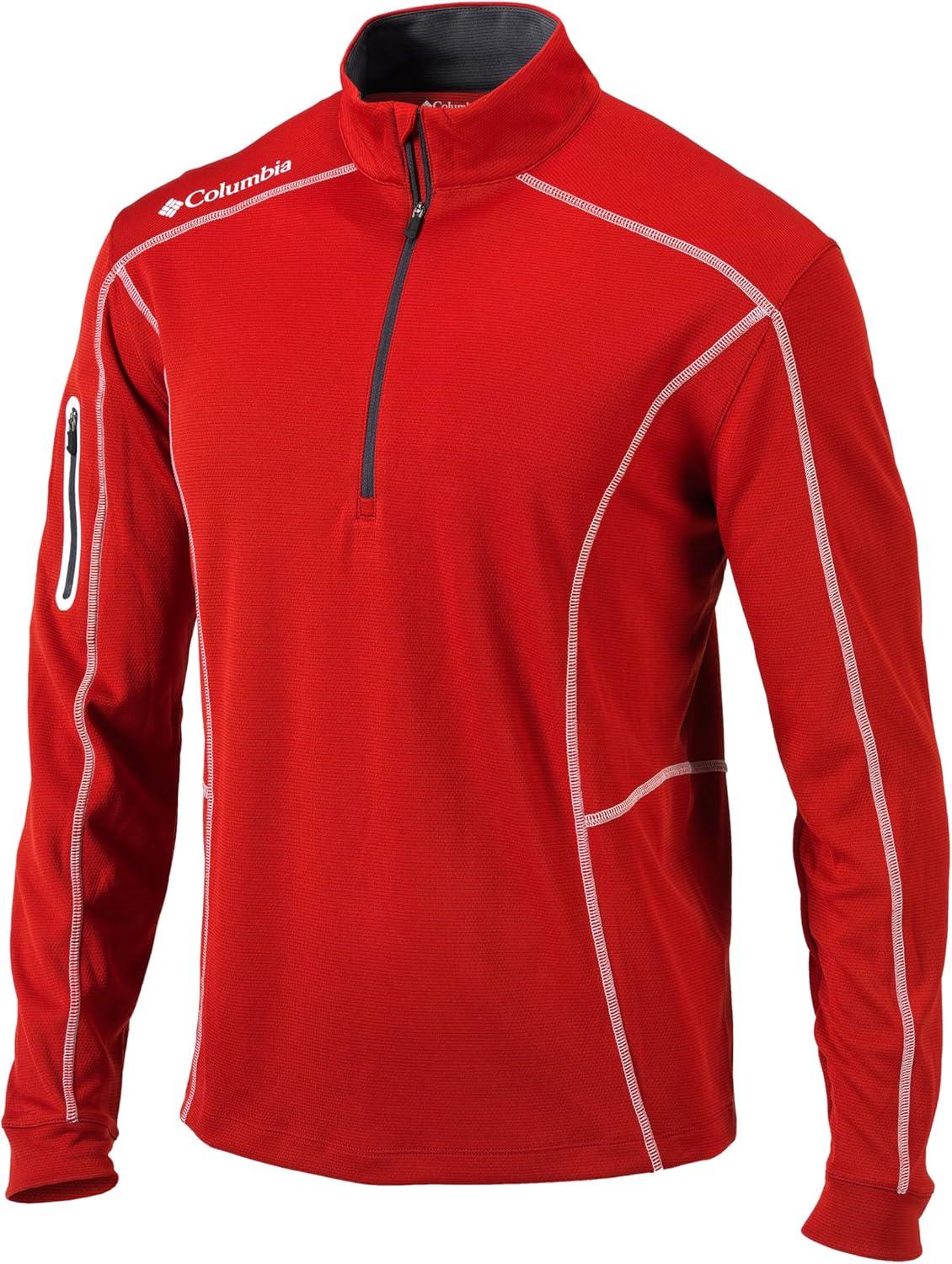imageColumbia Mens OMNI WICK Shotgun 14 Zip Pullover Breathable Long SleeveIntense Red