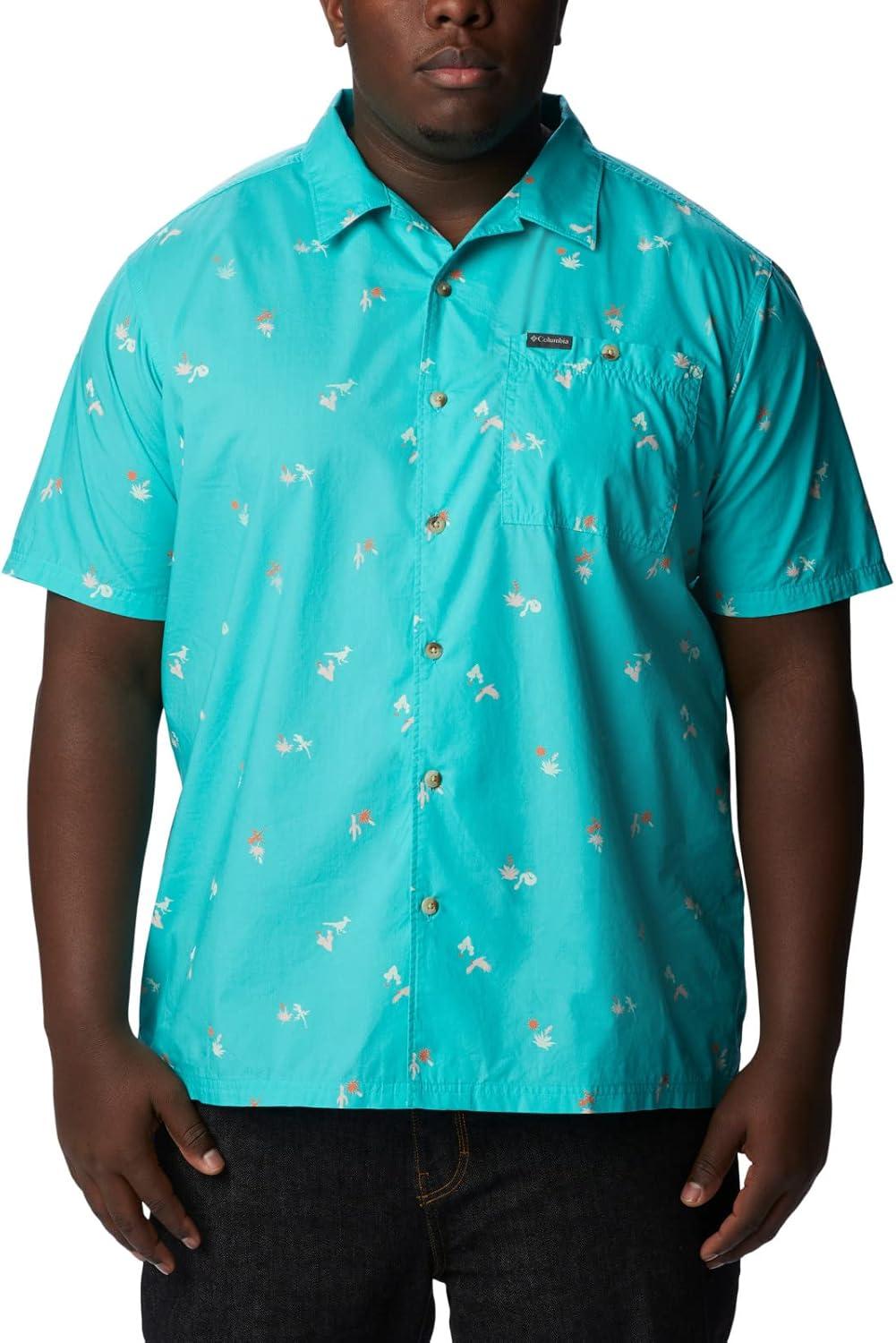 imageColumbia Mens Pine Canyon Short SleeveHiking ShirtBright Aqua Baja Bonanza