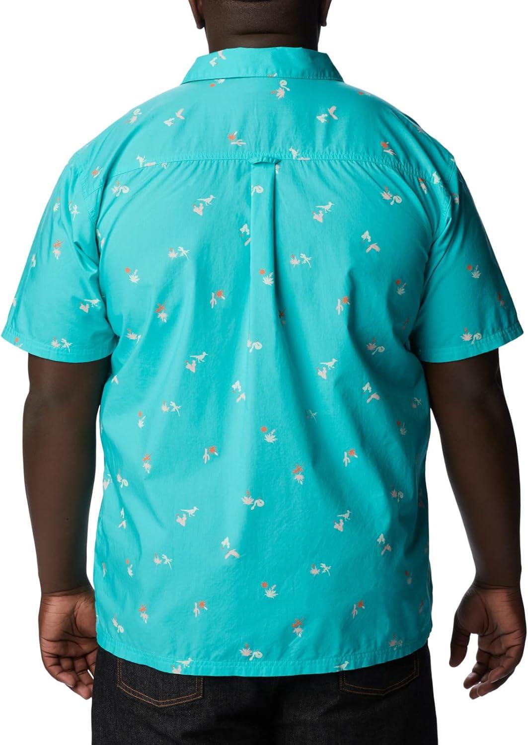 imageColumbia Mens Pine Canyon Short SleeveHiking ShirtBright Aqua Baja Bonanza