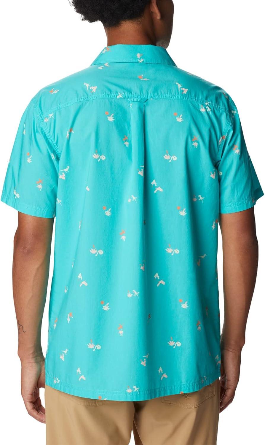 imageColumbia Mens Pine Canyon Short SleeveHiking ShirtBright Aqua Baja Bonanza