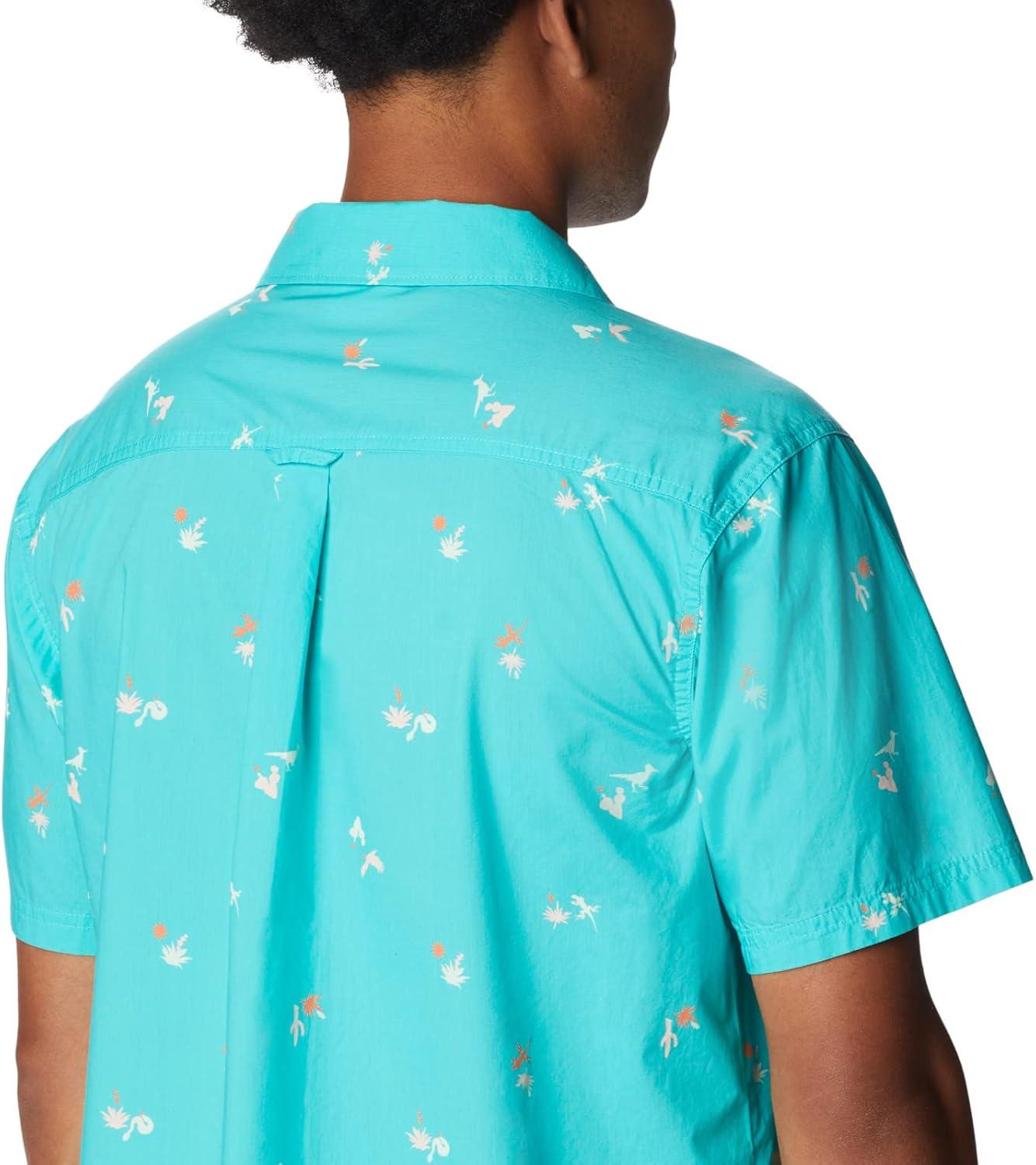 imageColumbia Mens Pine Canyon Short SleeveHiking ShirtBright Aqua Baja Bonanza