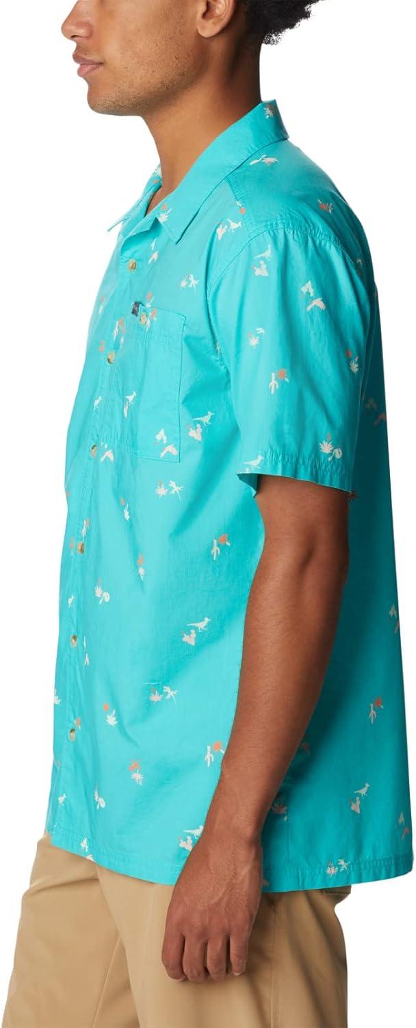 imageColumbia Mens Pine Canyon Short SleeveHiking ShirtBright Aqua Baja Bonanza