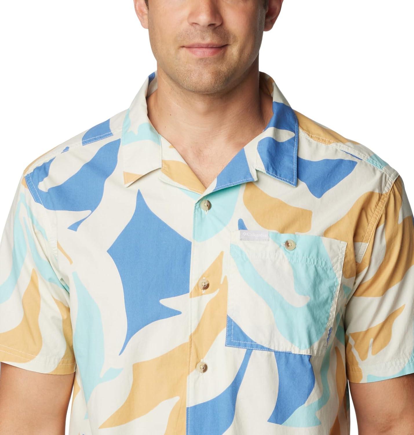 imageColumbia Mens Pine Canyon Short SleeveHiking ShirtChalk Floristic