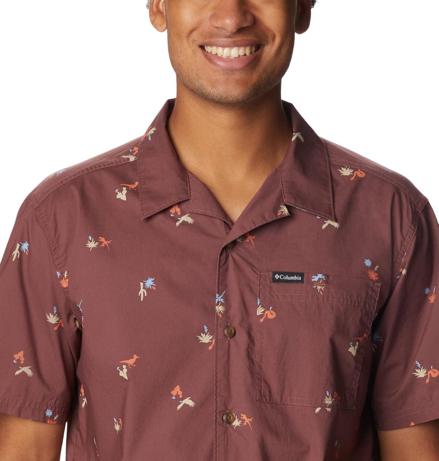imageColumbia Mens Pine Canyon Short SleeveHiking ShirtLight Raisin Baja Bonanza