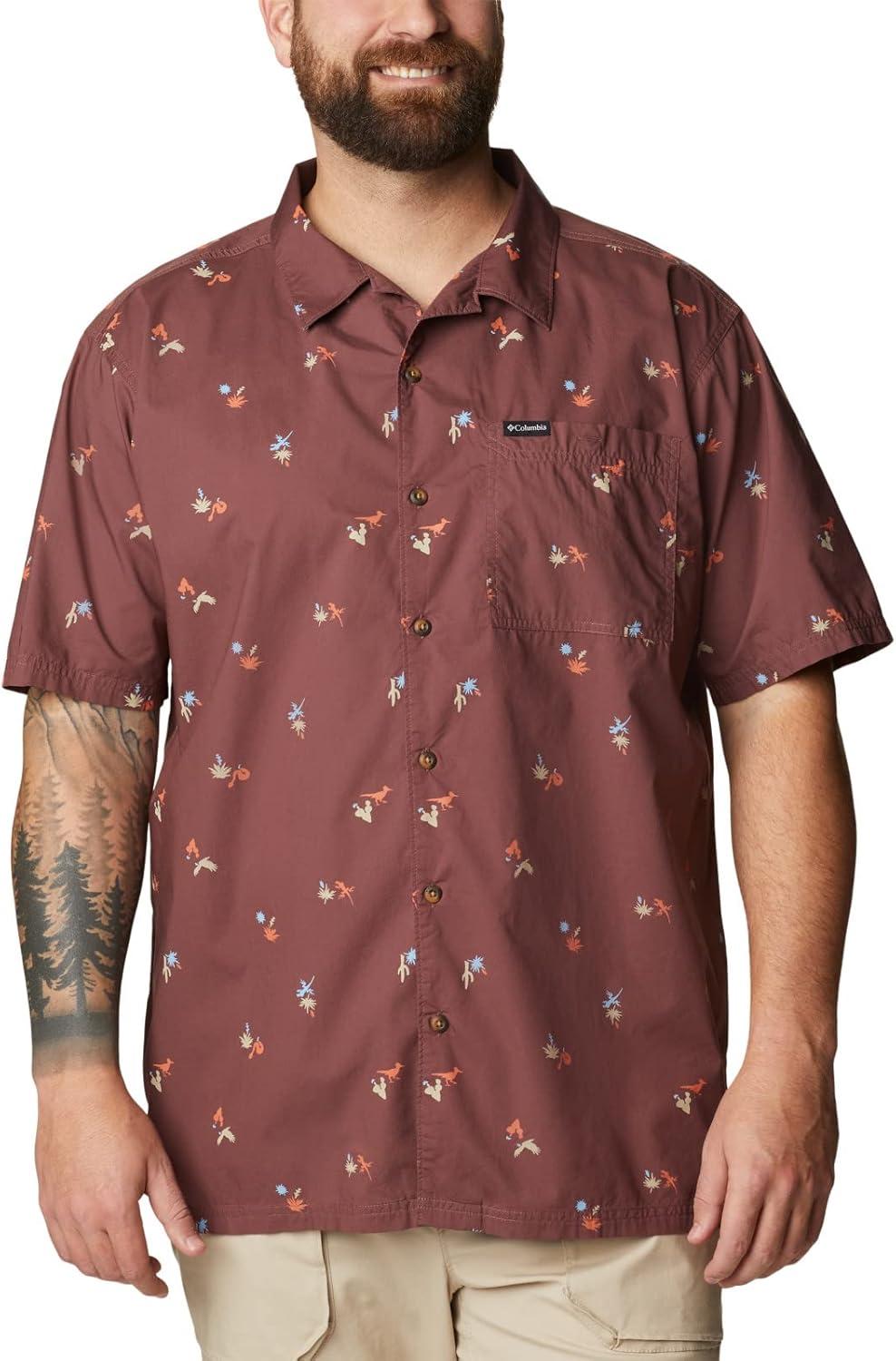 imageColumbia Mens Pine Canyon Short SleeveHiking ShirtLight Raisin Baja Bonanza