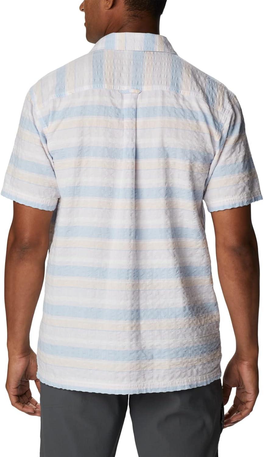 imageColumbia Mens Pine Canyon Short SleeveHiking ShirtPeach Blossom Stripe