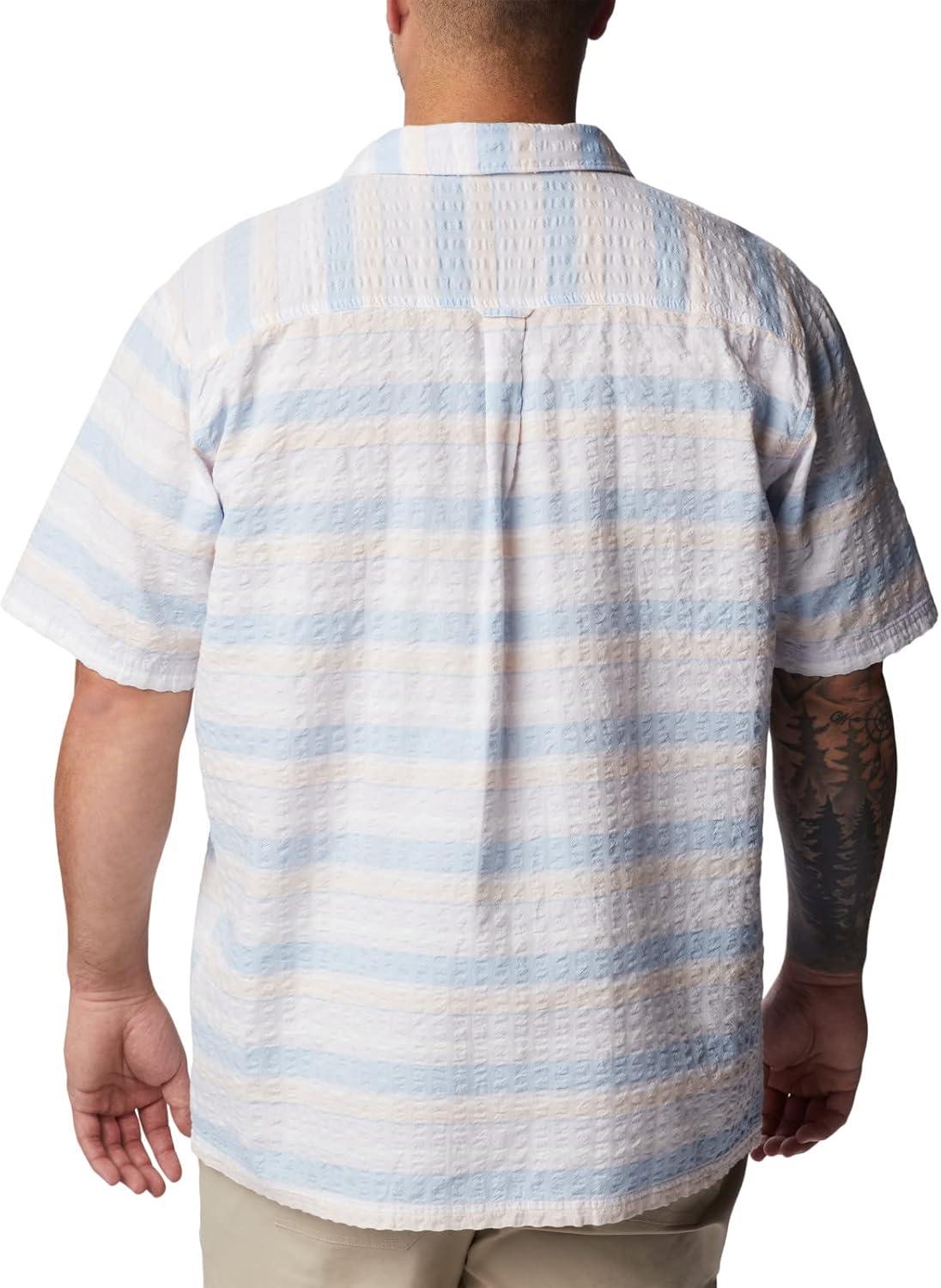 imageColumbia Mens Pine Canyon Short SleeveHiking ShirtPeach Blossom Stripe